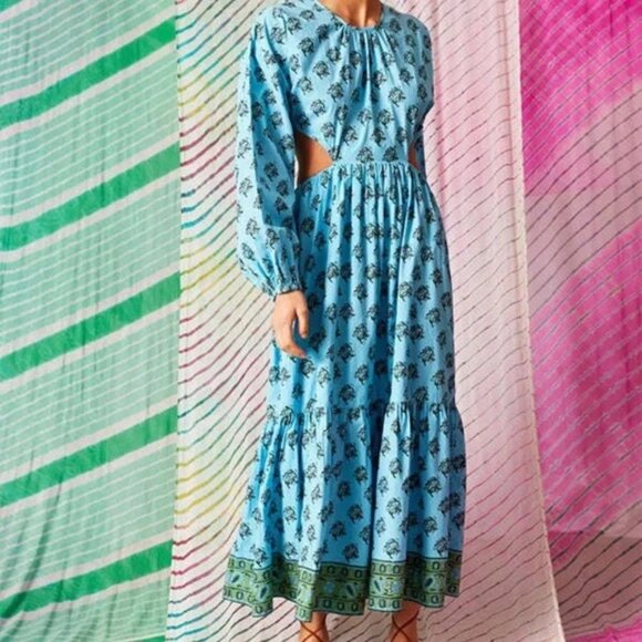 NWT |‎ Hannah Artwear TUCKERNUCK Carmen Cosmos Open Back Floral Maxi Dress 10 - Picture 1 of 9